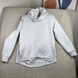 Fabletics Pullover Womens Small White Cowl Neck Side‎ Zip High Low Sweatshirt